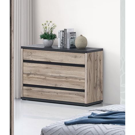 Commode contemporaine 3 tiroirs chêne canada Elza (1/4)