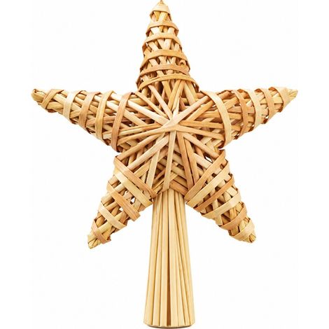 Décoration de sapin de Noël en paille, étoile rustique style ferme, lot de 6, petit cadeau pour les fêtes (1/5)