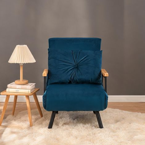 Fauteuil relax coloris bleu en polyester 63 x 73 x 81 cm (1/5)
