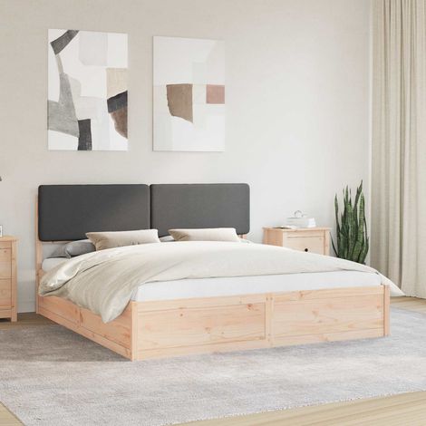 Estructura de Cama con Cabecera Tapizada Gris oscuro (1/5)