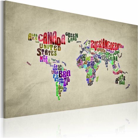 Tableau carte du monde en anglais - 90 x 60 cm (1/4)