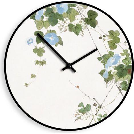 Orologio da parete design floreale metallo silenzioso Fiori Blu