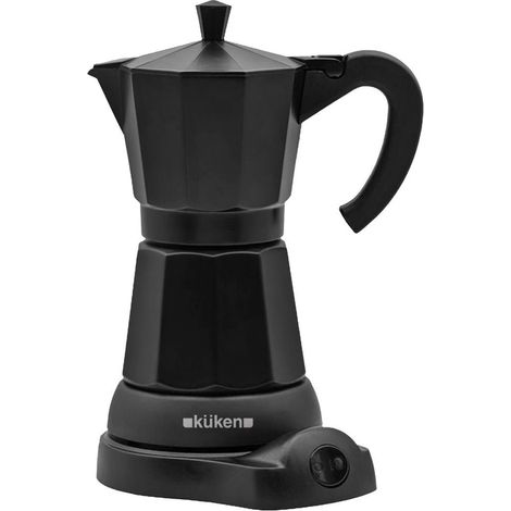 Caffettiera elettrica italiana per 6 tazze (480W 230V) in alluminio e bachelite nera