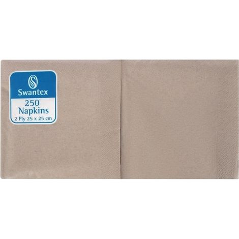 Serviettes cocktail kraft recyclées 250mm 2 plis pliage 1/4 (lot de 2000) - SWANTEX