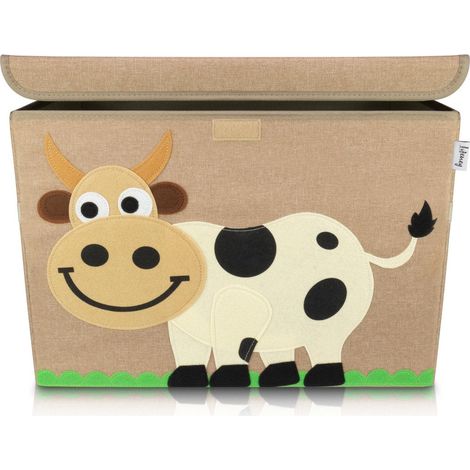 Boîte de rangement en tissu pour enfant grand modèle "Vache" avec couvercle Lifeney (1/5)