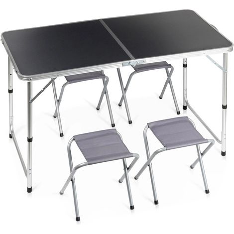Folding Camping Table Set with Adjustable Height & Chairs (1/5)