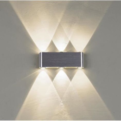 Moderne Applique Murale 6 LED Lampe Ampoule Murale en Alu Lumiere Interieur Decoratif pour Maison Couloir du Blanc Chaud 6W (1/4)