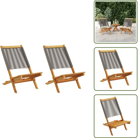 Gartenstühle 2 Stk. Grau Massivholz Akazie und Polypropylen - Gartenzubehör - Gartenstühle - Holzstühle - Akasienholzmöbel - Outdoor Möbel (1/5)