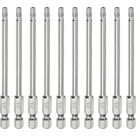 10Pcs T20 Embout Tournevis Torx 1/4" Hex Shank Longueur 4" (100mm) (1/5)