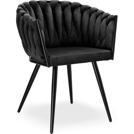 Silla ASTON VELVET de terciopelo tejido negro