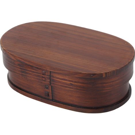 Boîtes à bento vintage en bois naturel 18x12x5,5 cm, coffret repas en bois massif pour déjeuner (1/5)