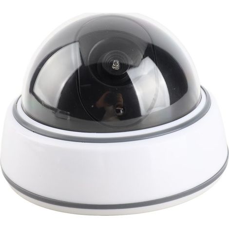 Caméra de Surveillance Simulée Dome Caméra Fausse Fake Dummy Flashing Red Light Matériel ABS Support Intérieur ou Extérieur Installation Mur/Plafond Batteries AA (1/5)
