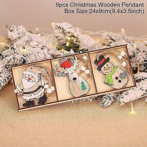 Pendentif de Noël en bois, décoration de Noël pour la maison, ornements de Noël, décoration de sapin de Noël, cadeaux de Noël, pendentifs du Nouvel An, 19 (1/5)