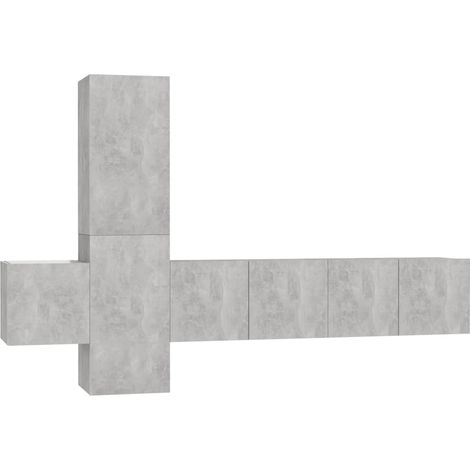 Set di mobili da 5 pezzi tra cui armadio credenza mobile TV televisore per soggiorno camera da letto salotto legno ingegnerizzato grigio 020024884