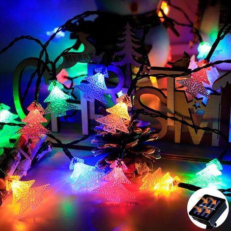 Solarbetriebene Lichterkette für den Außenbereich, 6,5 m, 30 LEDs, wasserdicht, 8 Leuchtmodi, für Gartenbäume, farbenfrohe Weihnachtsbeleuchtung (1/5)