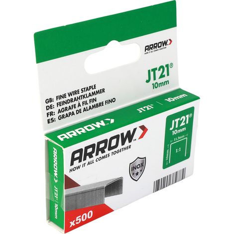 Arrow Tackerklammer Feindraht JT21 10 mm V2A 500 Stück (1/2)