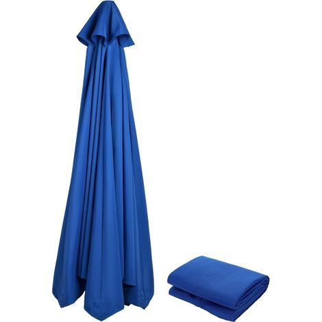 Parasol de terrasse de remplacement, résistant aux UV, au vent et à la pluie, adapté aux jardins et aux plages, bleu 250 cm, 6 baleines (1/5)