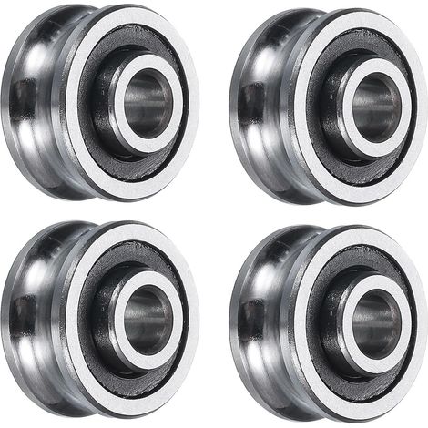 4pcs SG15 U-Groove Rail Guide Bearing 5x17x8mm U-Groove Roller Wheel Chrome Steel Bearings, ABEC3 (1/4)