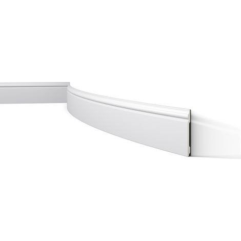 NMC – Plinthe flexible 2m en polyuréthane blanc – Moulure décorative intemporelle – Pour intérieurs – Rayons de courbure 20cm (1/6)