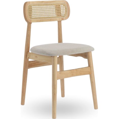 Home Heavenly® - Pack 2 sillas de Comedor Honey Estilo nórdico, Silla de Madera para Comedor Cocina Restaurante o Bar tapizad Color: Beige (1/5)