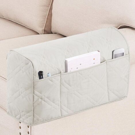 Lot de 2 organiseurs blancs pour table de chevet, housse de canapé et de chaise, sac de rangement pour accoudoir suspendu pour lit/canapé (1/3)