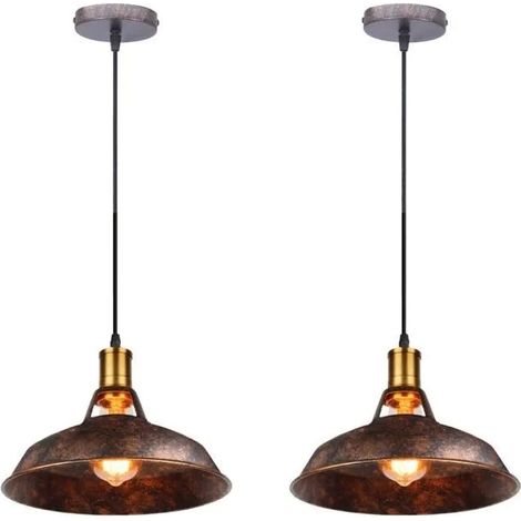U-Do 2Pcs Lustre Réglable Vintage Lampe en Métal Rouille Rétro Suspension Luminaire éclairage décoration Chambre Salon (1/4)