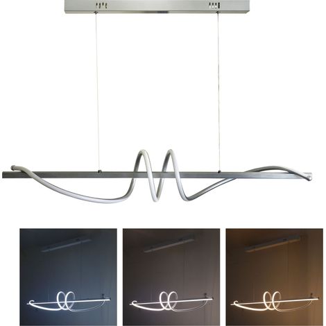 Lampadario LED Design Onde 65W con Cambio Luce Bianco e Argentato Argento