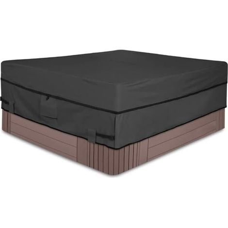 Housse pour Bain à Remous Carrée de Jardin - Polyester 210D imperméable et résistant aux intempéries avec revêtement en PVC - Gris anthracite 76 x 76 x 20 po (1/5)