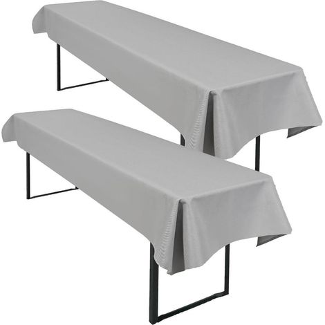 2er-Pack Biertisch Tischdecke Hellgrau 250x100cm Wasserdicht Gebürstet