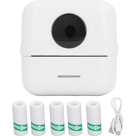 Imprimante thermique Bluetooth HD portable mini Pocket pour étiquettes code QR blanc (1/5)