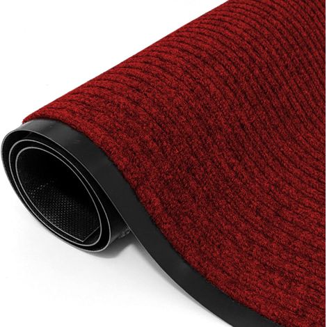 Tapis de couloir, 90 x 300 cm, avec dos antidérapant, anti-salissures, pour pièces, couloirs, entrées (rouge, rectangulaire) (1/5)