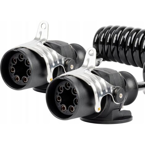 Cable espiral para remolque TIR, 2x 7 pines, tipo EBS, 5 m, 24 V, amio-04383 (1/5)