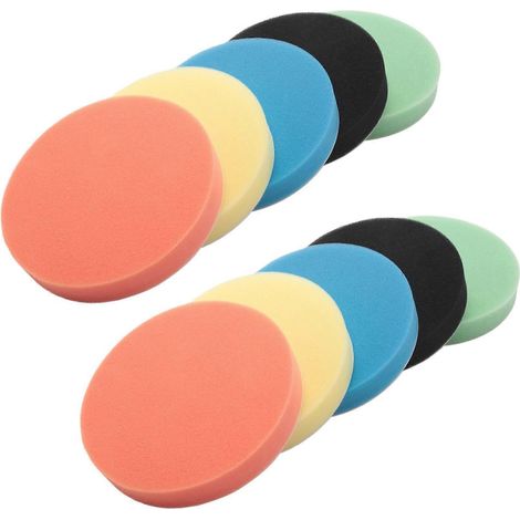 Kit de 10 tampons de polissage plats en éponge jaune clair de 150 mm (6 pouces) pour voiture (1/5)