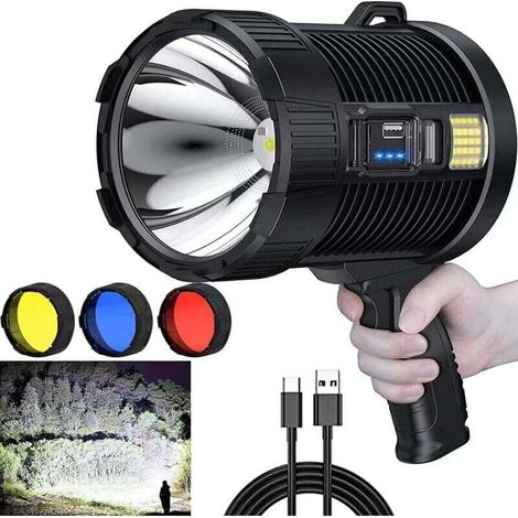 Wiederaufladbarer LED-Scheinwerfer, 25 Lumen, große Taschenlampe, superheller Solar-Scheinwerfer für den Außenbereich, mit COB-Lampe, 6 Modi (1/4)