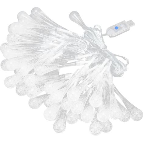 Guirlande lumineuse 50 LED étanche IP45, 16 couleurs, télécommande USB, lampe goutte d'eau pour jardin extérieur et cour (1/5)