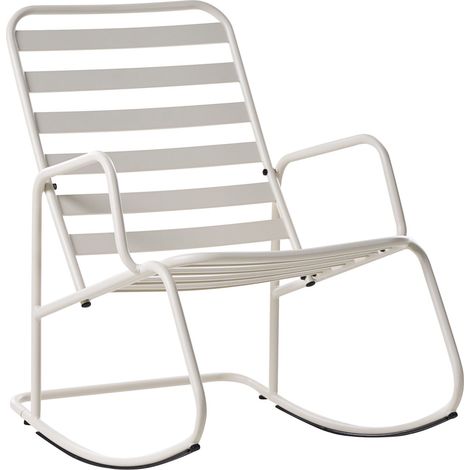 Sedia a dondolo da giardino moderna in metallo Design a doghe per esterni Alluminio bianco sporco Turi (1/5)