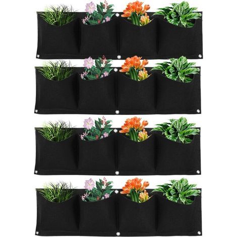 SJLERST Lot de 4 sacs de culture muraux biodégradables noir (1/4)
