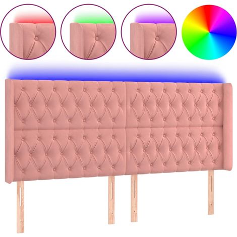 Maison Exclusive - Cabecero con LED de terciopelo rosa 203x16x118 (1/5)