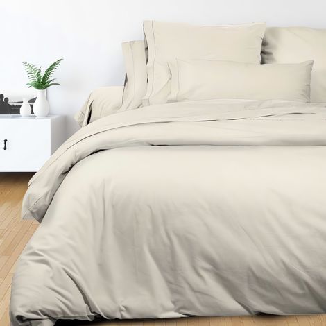 Housse de couette en coton 240x220 cm PERCALE ecru, par Soleil d'ocre