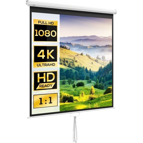 Écran de projection 152 x 152 cm en plastique blanc, gain de place pour home cinéma – MEUBLIV (1/5)