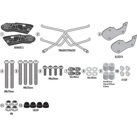 Support de sacoches latérales à fixation rapide Kappa Remove-X pour Honda CB 500 Hornet '24, CB 750 Hornet '23-'24 - Remplace TR1200K