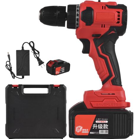 Perceuse à percussion sans fil 21 V avec mandrin de 9,5 mm (3/8 po), batterie 3,0 Ah, chargeur rapide, lampe de travail LED, 2 vitesses variables, 25+1 réglages de couple, couple maximal de 80 N.m pou (1/5)
