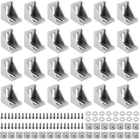 Lot de 24 Profile Aluminium 30 x 30mm, Equerre de Fixation, Profilés en Aluminium pour Corniere Raccord en Support Joint à Angle Droit Connecteur d'angle (1/5)