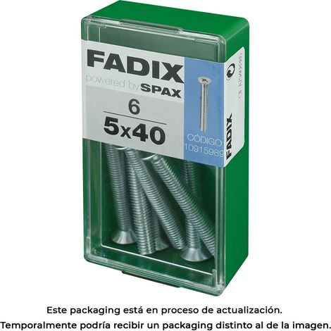 Caja de 6 unidades de tornillo métrico con cabeza plana M 5x40mm Fadix (1/3)