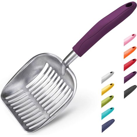 Cat Litter Scoop, Aluminum Alloy Sifter, Kitty Metal Scooper, Deep Shovel, Long Handle, Poop Sifting, Kitten Pooper Lifter, Durable, Heavy Duty, for Litter Box (1/5)