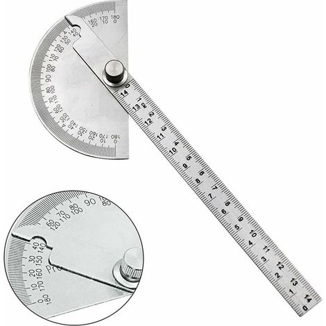 Rapporteur d'angle à tête ronde 0-180°, multifonctionnel en acier inoxydable, outil de mesure précis pour dessin technique, peinture et bricolage, équerre professionnelle d'ingénieur, robuste et durab (1/5)