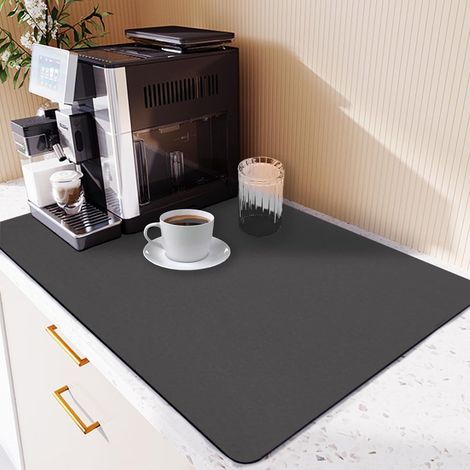 Tappetino scolapiatti 50 x 40 cm, super assorbente per cucina, macchina del caffè, bar - Grigio scuro