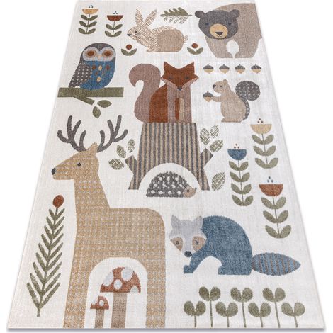 Carpet BONO 8425 Forest animals cream / brown multicolour 200x290 cm