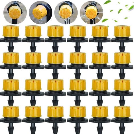 100PCS Goutteurs Irrigation Goutte à Goutte dripper, Buses de Gicleurs Émetteur Jardin, Arrosage Goutte à Goutte Automatique 360° Réglable DIY(jaune) (1/5)