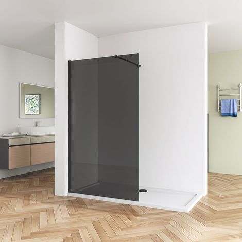 Acezanble Black Walk In Wet Room Cubicle 800x1900mm 8mm Nano Anti-Explosion Glass NANO Screen